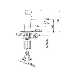 Смеситель для раковины Frap F1090-3 Золотой сатин
